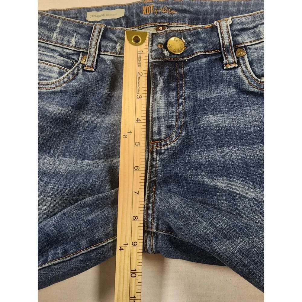 KUT from the Kloth Catherine‎ Boyfriend Jeans Women 4 Distressed Denim Mid Rise